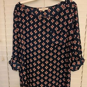 Long sleeved navy blouse from Loft. XL